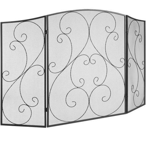 Pare Feu Cheminée - VEVOR - 3 panneaux 121,9x76,7 cm Noir Vintage,Pliable,Aucun assemblage requis, Fer