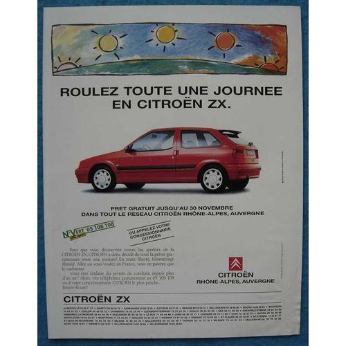 Publicité Papier - Voiture Citroën Z.X. De 1992