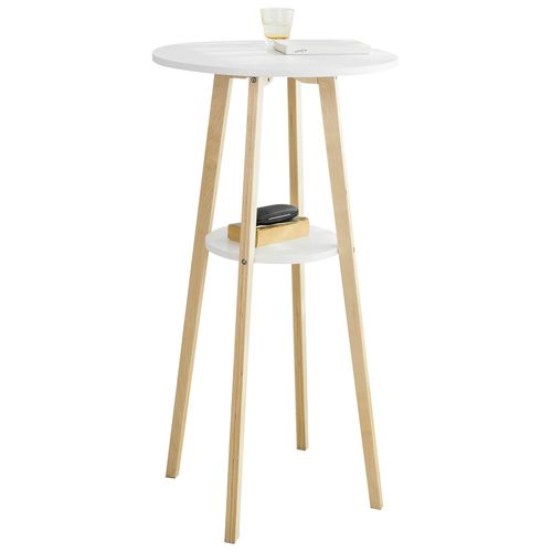 Sobuy® Fwt58-Wn Table De Bar Table Haute De Bar Mange-Debout Cuisine Table Café Ronde Scandinave Meuble D¿Entrée De Rangement - 2 Plateaux Ronds