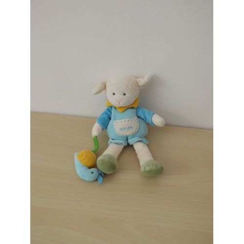 Doudou Mouton Agneau Escargot Blanc Bleu Simon Doudou Et Compagnie