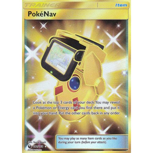 Carte Pokemon - Pokénav ( Pokénav ) - 181/168 - Secrète Rare Gold - Soleil Et Lune 7 Tempête Célèste - Version Anglaise