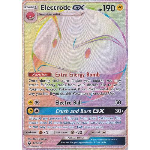 Carte Pokemon - Electrode Gx ( Electrode Gx ) - 172/168 - Secrète Rare Rainbow - Soleil Et Lune 7 Tempête Celeste - Version Anglaise -