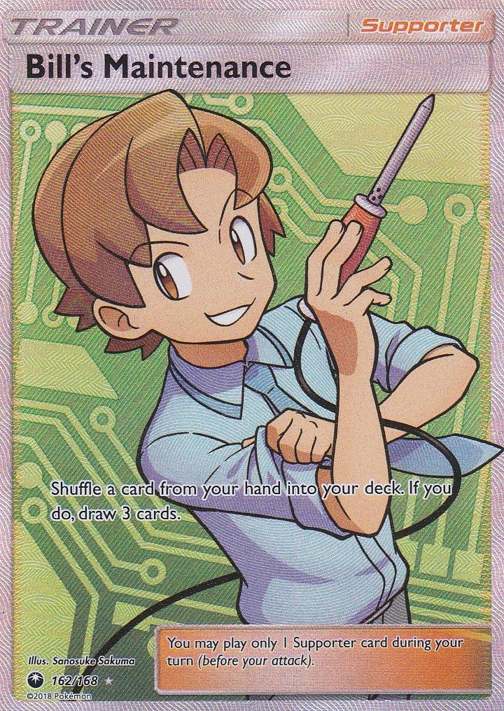 Carte Pokemon - Bill's Maintenance ( Entretien De Leo ) - 162/168 - Ultra-Rare En Full Art - Soleil Et Lune 7 Tempête Celeste - Version Anglaise