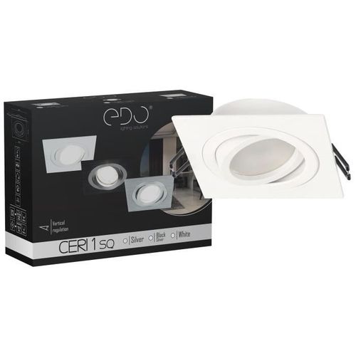 Spot encastrable simple CERI 1 SQ blanc brossé IP20 carré EDO777139 EDO