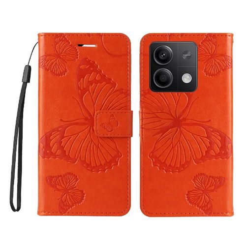 Étui Pour Xiaomi Redmi Note 13 5g Flip Kickband Avec Support De Fente Pour Carte Cuir Pu Couverture Magnétique Couverture Antichoc - Orange