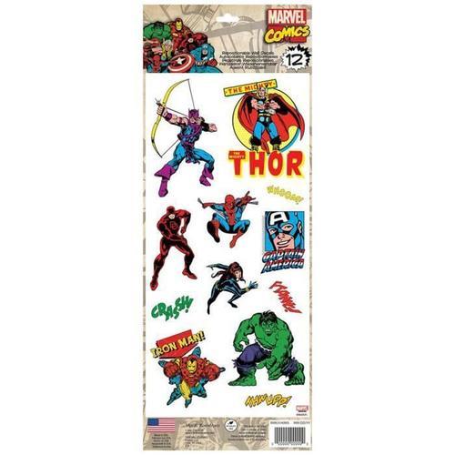 ROOMMATES Lot de 12 stickers MARVEL COMICS CLASSIC repositionnables 1 Feuille de 33x12cm