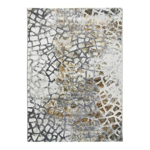 BORGES CERAMIK - Tapis graphique effet céramique gris or 120x170 120x170 cm Jaune