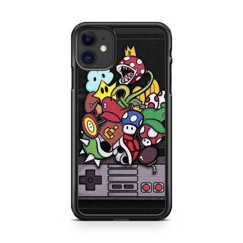 Coque Fifrelin Noire Pour Iphone 11 Pro Max Super Mario Bros Snes Items