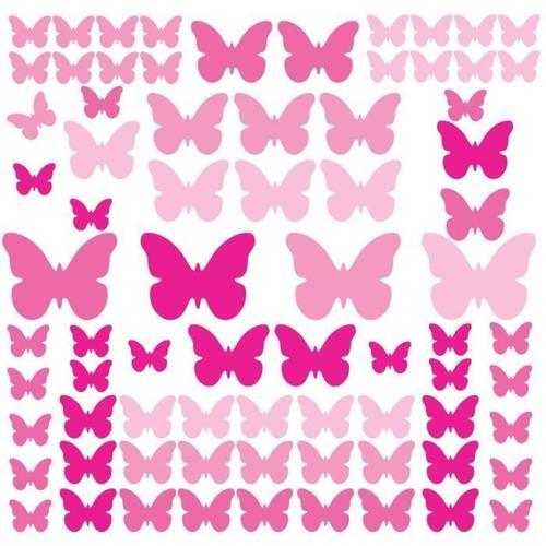 ROOMMATES Stickers PINK FLUTTER BUTTERFLIES PEEL repositionnables 4 feuilles de 10,1cm x 44,1cm