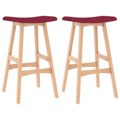 Vidaxl Tabourets De Bar 2 Pcs Rouge Bordeaux Tissu