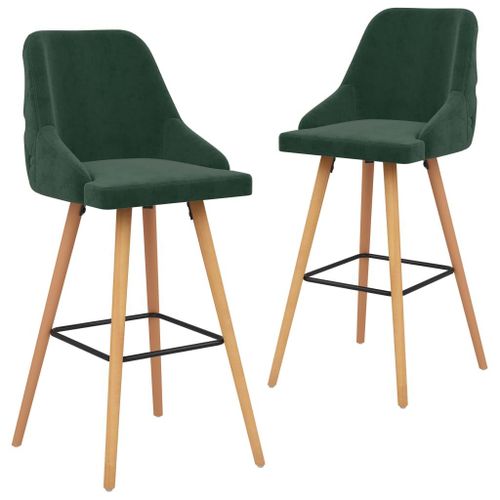 Vidaxl Tabourets De Bar 2 Pcs Vert Foncé Velours