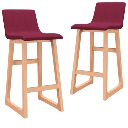 Vidaxl Tabourets De Bar 2 Pcs Rouge Bordeaux Tissu