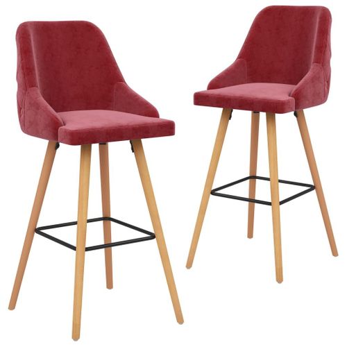 Vidaxl Tabourets De Bar 2 Pcs Rouge Bordeaux Velours