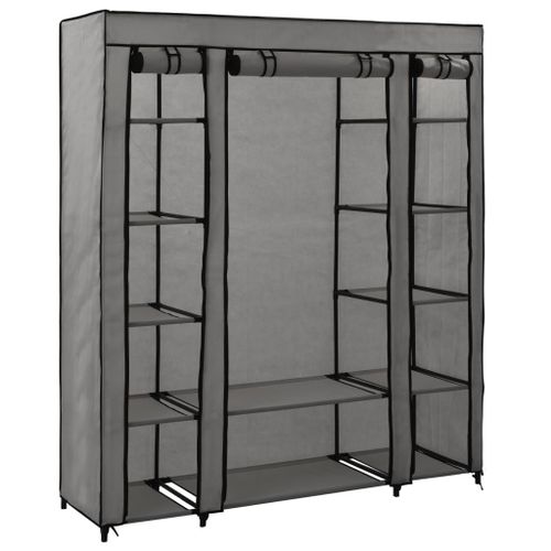 Vidaxl Armoire Avec Compartiments Et Tiges Gris 150x45x176 Cm Tissu