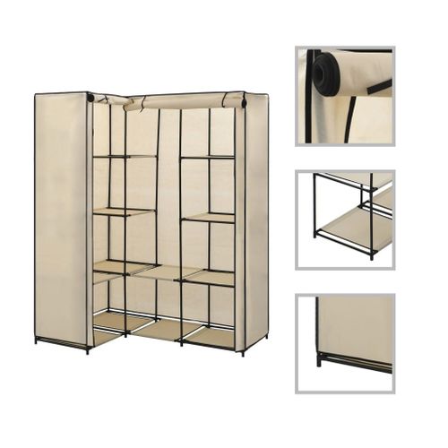 Vidaxl Garde-Robe D'angle Crème 130 X 87 X 169 Cm