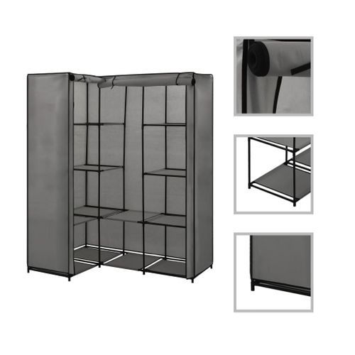 Vidaxl Garde-Robe D'angle Gris 130 X 87 X 169 Cm