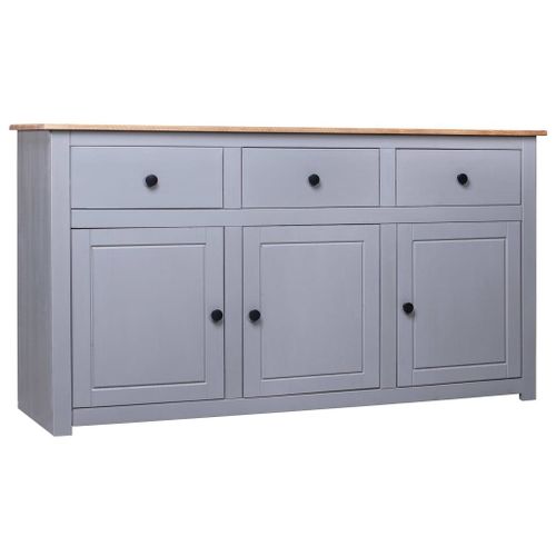 Vidaxl Buffet Gris 135x40x80 Cm Pin Solide Assortiment Panama