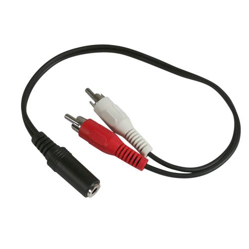 APM - Adaptateur audio - mini jack stéréo femelle pour RCA mâle - 15 cm - noir