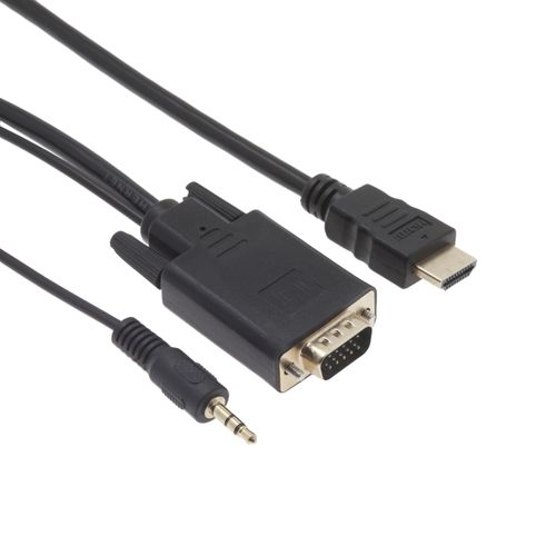 APM - Câble adaptateur - HDMI mâle pour HD-15 (VGA), mini-phone stereo 3.5 mm - noir