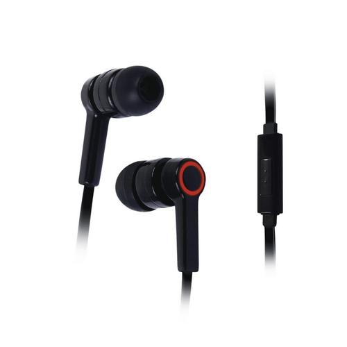 ECOUTEURS INTRA AURICULAIRES AVEC MICRO CABLE PLAT NOIR