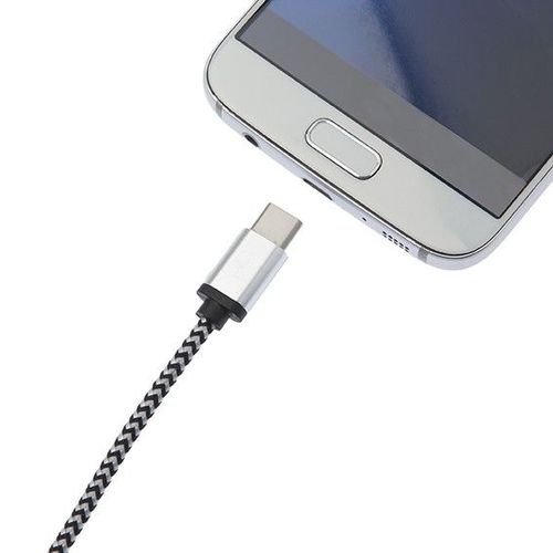 CABLE USB 3.1 TYPE-C/TYPE-C MALE MALE GAINE NYLON NOIR BLANC 1 M