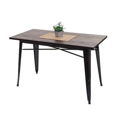 Table Pour Salle À Manger Hwc-H10a, Gastronomie, Bois D'orme, Standards Mvg, Noir-Marron 120x60 Cm