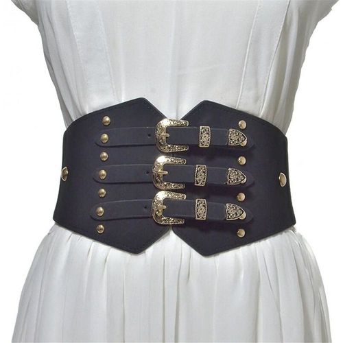 Envoie De France Serre Taille Ceinture Femme Fille Large Punk Rock Gothique Noir Marron Steampunk Pink Victorien Médiéval Bronze Pu Solide Bouclés
