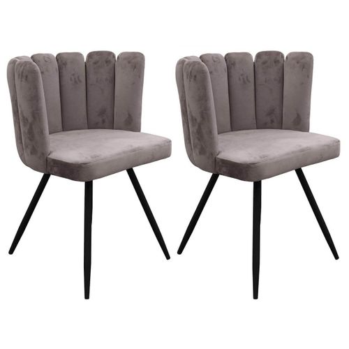 Charlotte - Lot De 2 Chaises Velours Gris