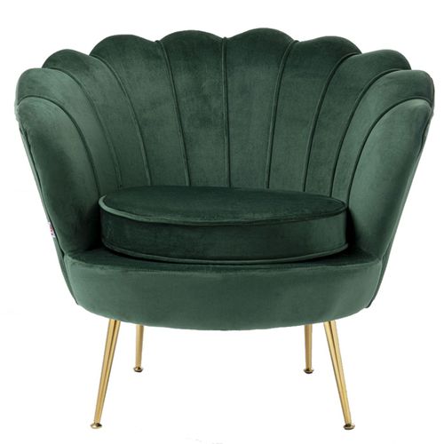 Fauteuil Water Lily Velours Vert Et Acier Doré Kare Design