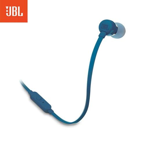 JBL TUNE 110 filaire dans l'oreille écouteurs 3.5mm stéréo musique écouteurs sport casque JBL T110 avec Microphone basses profondes écouteurs - Blue - TDEJ0929