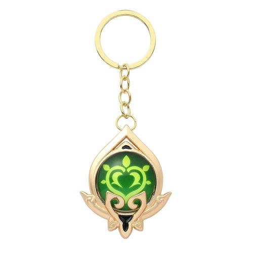 Genshin ¿ porte-clé avec pendentif lumineux, élément de feu et d'eau, pour sac à dos de voiture, accessoires de bijouterie