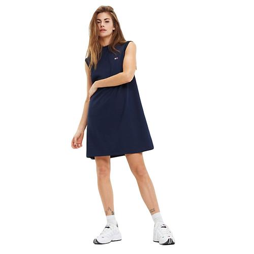 Robe Tommy Jeans A Line Piping Femme Bleu