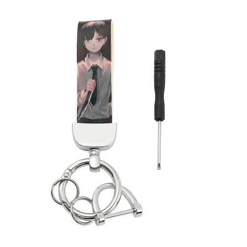 Porte-Clés En Cuir Pour Hommes, Dessin Animé, Tronçonneuse, Badge En Cuir, Pendentif Denji Pochita, Boucle, Accessoires De Voiture