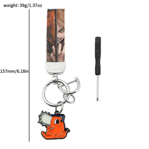 Porte-Clés En Cuir Pour Hommes, Dessin Animé, Tronçonneuse, Badge En Cuir, Pendentif Denji Pochita, Boucle, Accessoires De Voiture