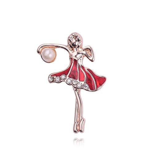 Broche De Ballet Pour Fille, Perle De Cristal, Émail, Badge En Métal, Pour Dames, Vêtements, Épingle À Revers Pour Amis, Bijoux De Mariage À La Mode