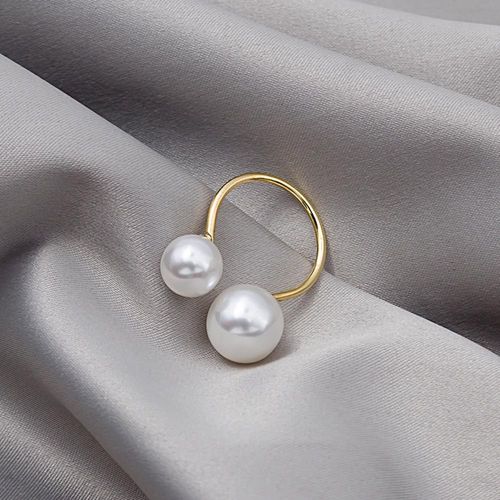 Bague Ouverte En Forme De U Pour Femmes, Imitation Perle, Bijoux De Doigt Couleur Argent, Bagues Rondes Réglables