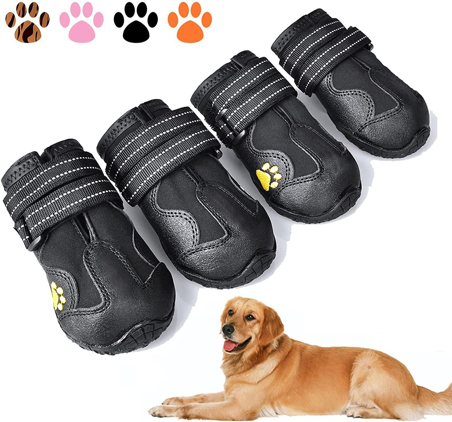 Bottes Pour Chien, Chaussures Imperm¿¿Ables Pour Chien, Chaussons Pour Chien Avec Semelle Antid¿¿Rapante Robuste R¿¿Fl¿¿Chissante Et Antid¿¿Rapantes, Chaussures Pour Chien D'ext¿¿Rieur Pour Chiens De Taille Moyenne 4 Pi¿¿Ces