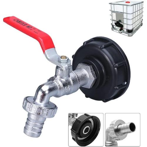 Adaptateur de r¿¿servoir IBC Connecteur ¿¿ filetage 1/2, Robinet Cuve 1000L Robinet Recuperateur Eau De Pluie, Robinet Sortie Raccord Vanne Robinet Raccords De Tuyau D'arrosag