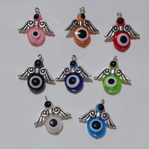 Pendentif Mauvais ?il Grec Turc Avec Ange Panoramique, Breloques Mixtes, Accessoires De Bijoux, Résultats De Direction, 20 Pièces