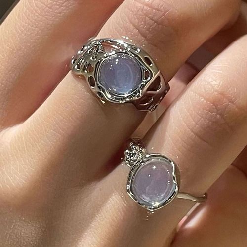 Bagues De Couple Avec Ailes D'ange Et De Démon Romantiques Pour Femmes, Anneau Avec Pierre De Lune Ajustable, Doigt D'ouverture, Bijoux De Fête
