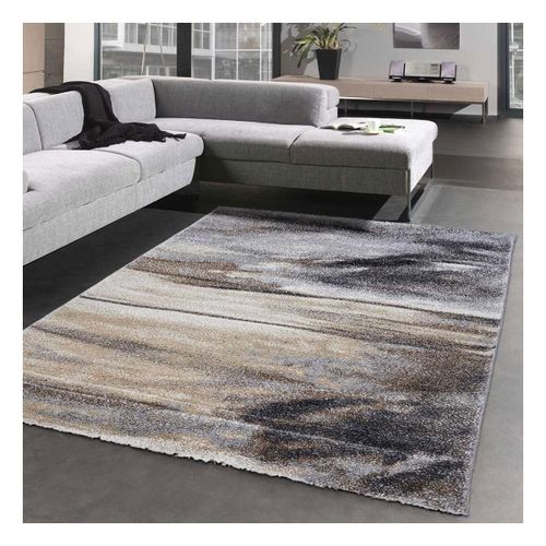 Tapis Entrée 40x60 Tissé Gris Rectangle Motif Rond Elegant 01
