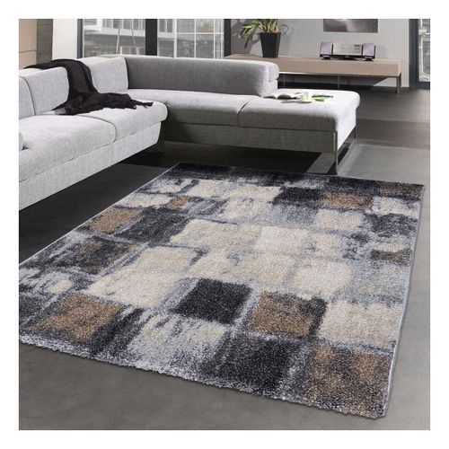 Tapis Entrée 40x60 Tissé Gris Rectangle Motif Géométrique Elegant 04