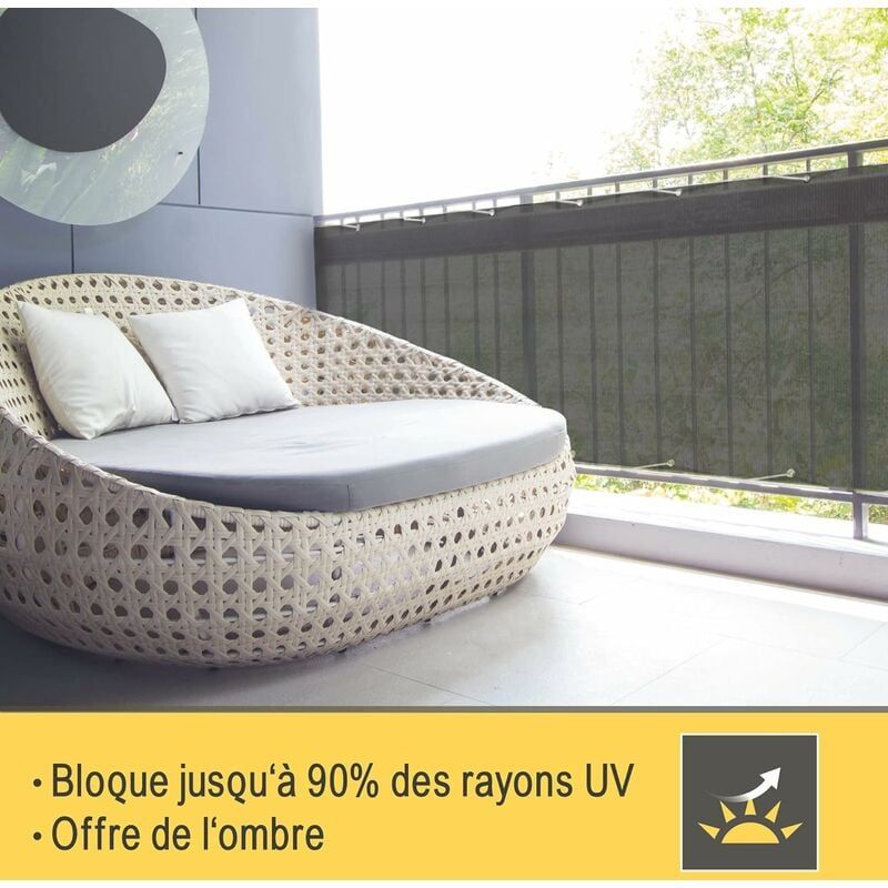 Brise Vue Balcon Extrieur 90x500 Cm Hdpe  Protection Opaqu... - 2