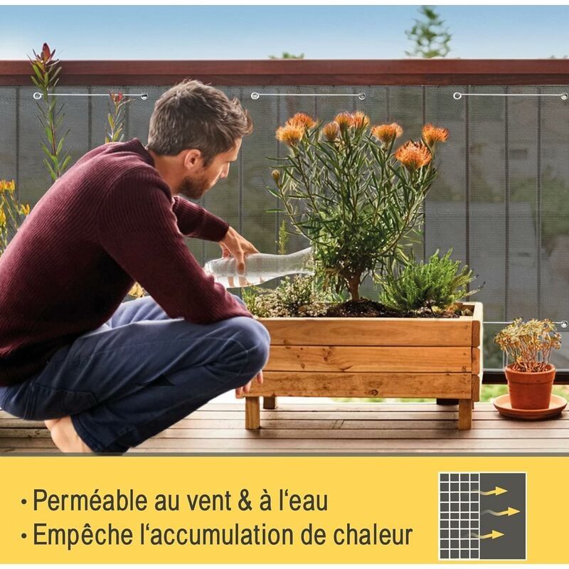 Brise Vue Balcon Extrieur 90x500 Cm Hdpe  Protection Opaqu... - 3