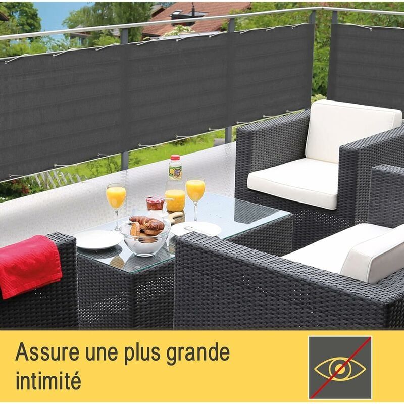 Brise Vue Balcon Extrieur 90x500 Cm Hdpe  Protection Opaqu... - 4