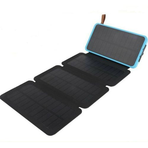 Chargeur Solaire 20000mah Portable Batterie Externe Avec 4 Panneaux Imperméable Power Bank Avec 2 Usb Outdoor Camping Pour Téléphone Tablettes-Bleu Goodnice