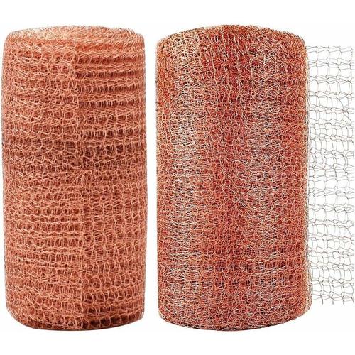 Maille Cuivre,2 Pcs 6 Metre Haute Qualité Grillage Anti Rongeur Bloqueur de Cuivre Filet de Cuivre Tricot pour la Maison Le Jardin la Lutte Antiparasitaire Rongeur Escargot Oiseaux Contrle GRO goodnice