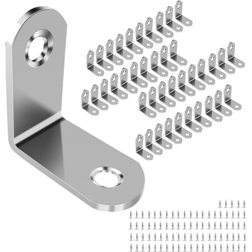 Équerre de Fixation en Métal, Équerre de Fixation Inox pour la Réparation de Meubles, Lot de 40 Équerres de Fixation 30x30mm pour la Fixation et la Réparation de Meubles, Renforcer les Joints, Traitement de polissage goodnice