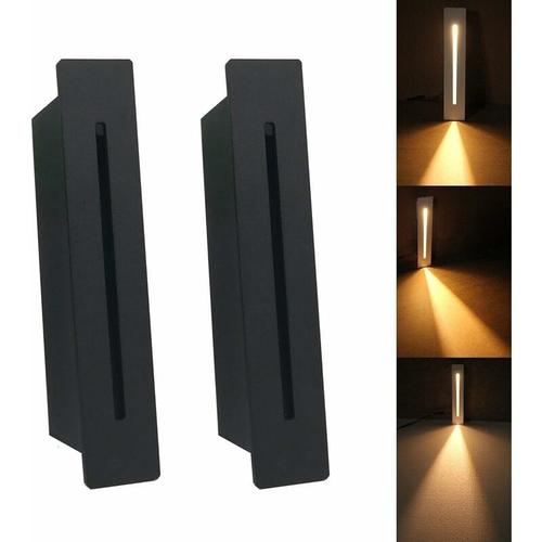 LED Encastré Escalier Lumière Étape Lumière 3W 220 V Intérieur Coin Applique Murale Étape Décoration Lampe Couloir Escalier Lampe Avec CREE Puce, 2 pièces, Blanc Chaud, Noir goodnice