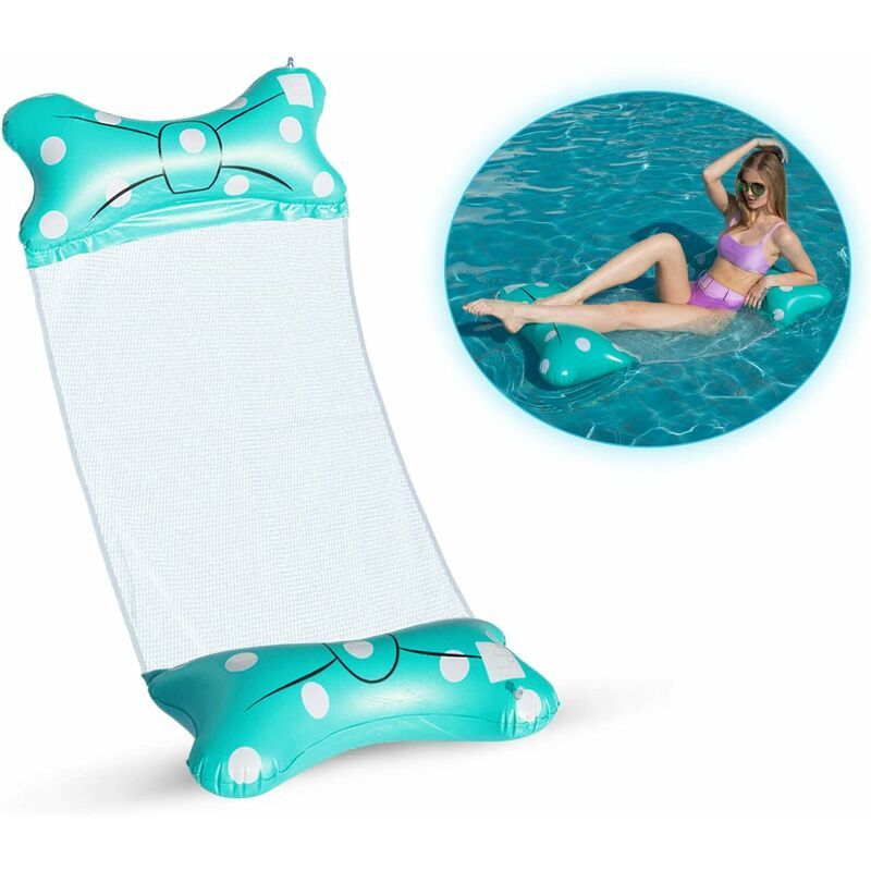 Hamac Gonflable Piscine,Bow-Noeud Hamac Gonflable,Matelas Gonflable Flottant,Pliable Hamac D'eau,Hamac D'eau 4 En 1,Les Meilleurs Cadeaux D'été Pour Adultes Et Enfants (Bleu Clair) Goodnice